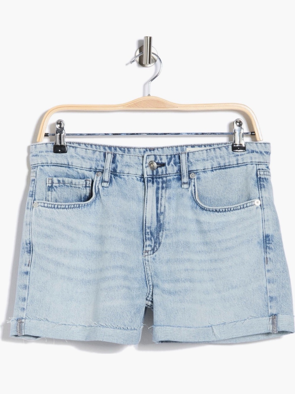 rag & bone Light Wash Denim Shorts - Pale Blue